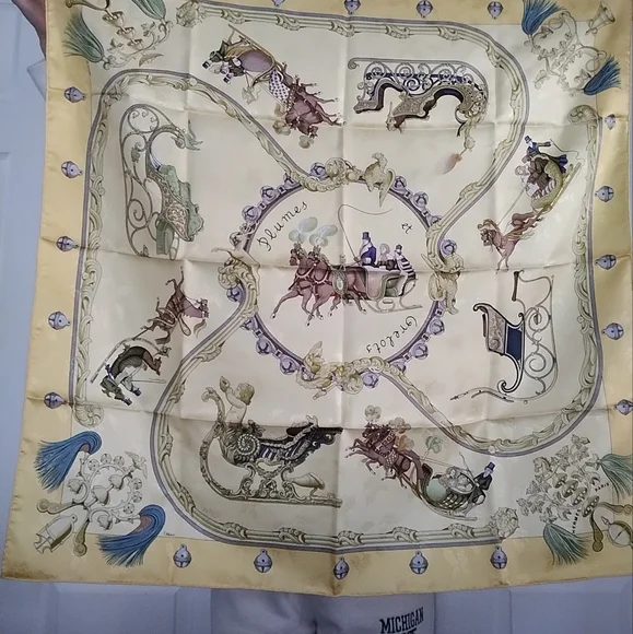 Hermes J Abadie Plumes et Grelots Silk Scarf - Picture 10 of 17